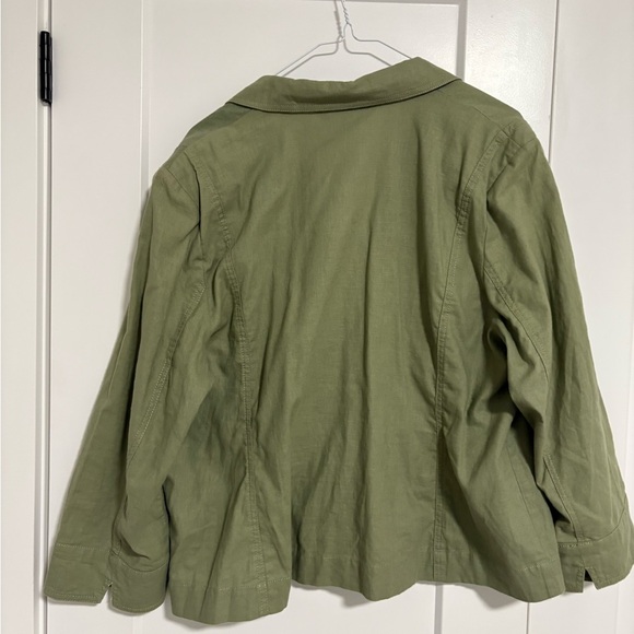 Northern Reflections Olive Green Linen Button-Up Light Jacket Women's Size XXL - Picture 5 of 8